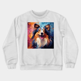 Colorful cute Sheltie dog painting Crewneck Sweatshirt